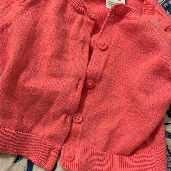 Like New Carters Baby Girls button up Cardigan - 3 months - melon pink color - Picture 8 of 11